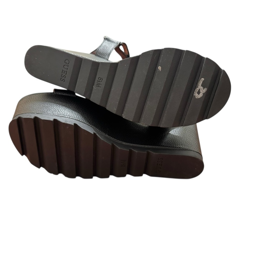 Guess WGBEYOND Black pLeather Platform Wedge Sandals 8.5 - Picture 6 of 7